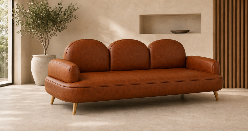The Aria Leather Sofa detail view