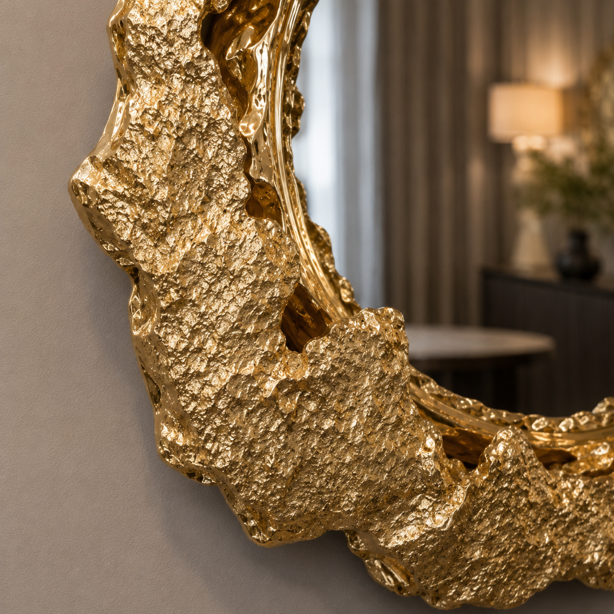 Gold petal wall mirror detail view