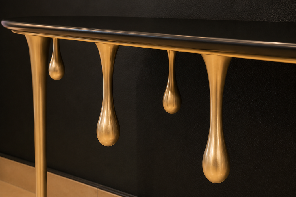 Silver drip console with LED mirror side profile