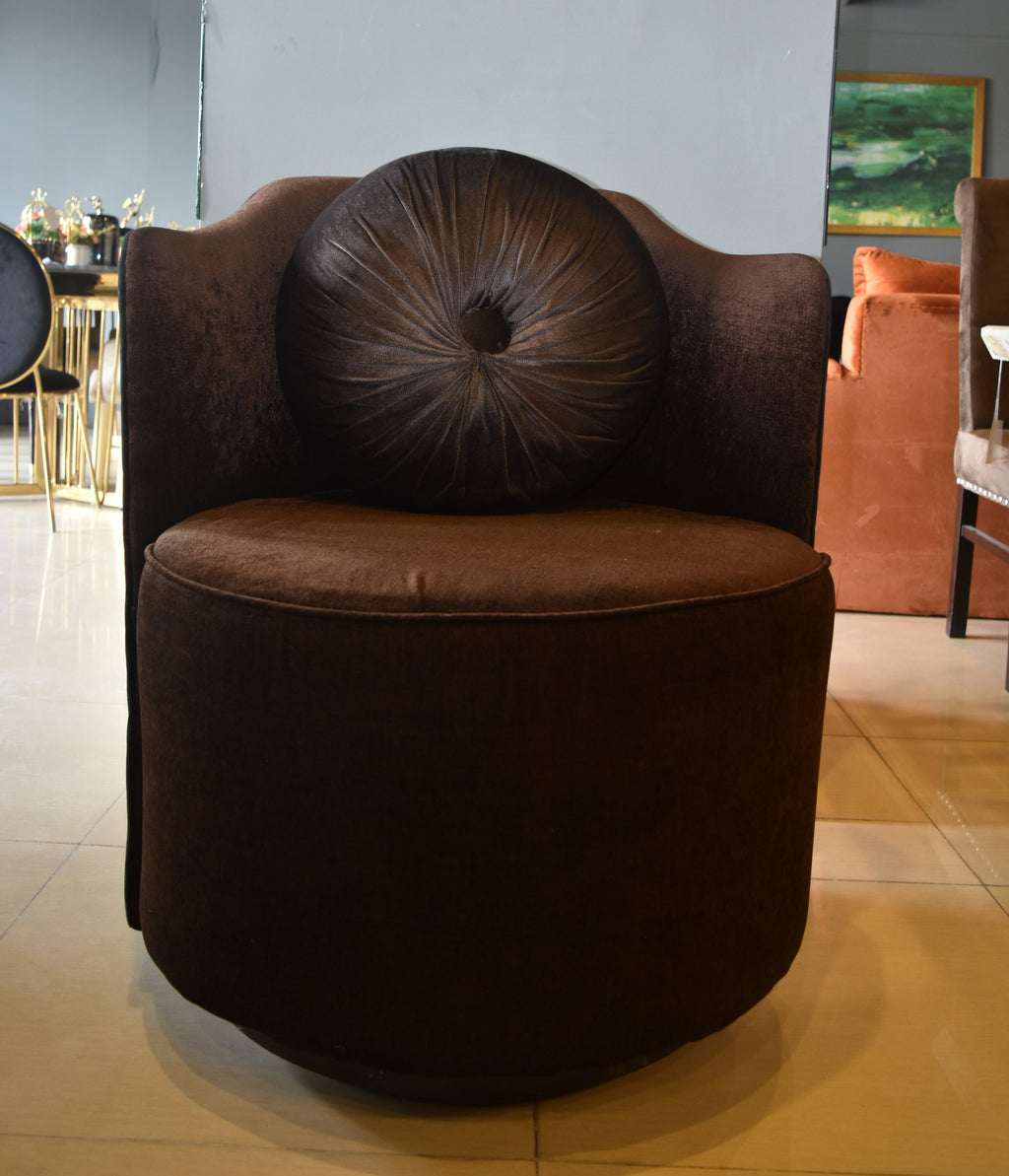Brown Velvet Revolving Accent Chair — alternate product view 2