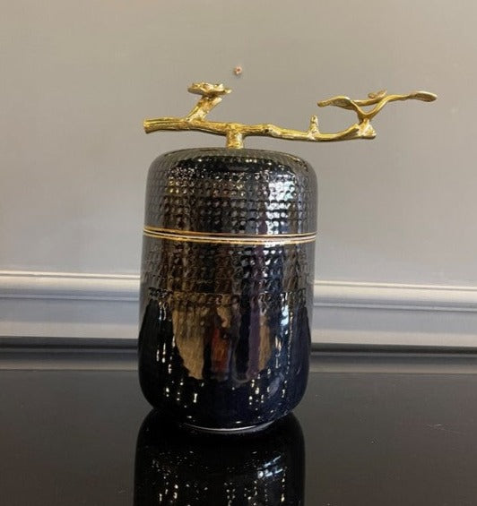 Ceramic vase set with Metal Flowers - Z Galleria