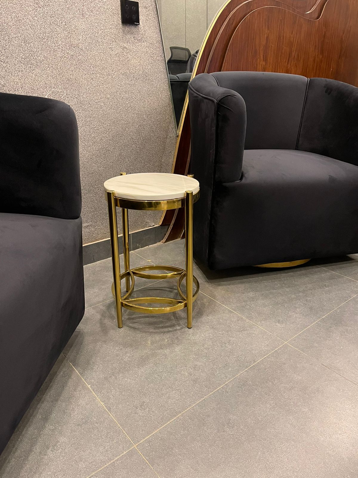 Marble-Top Aluminum Side Table — alternate product view 4