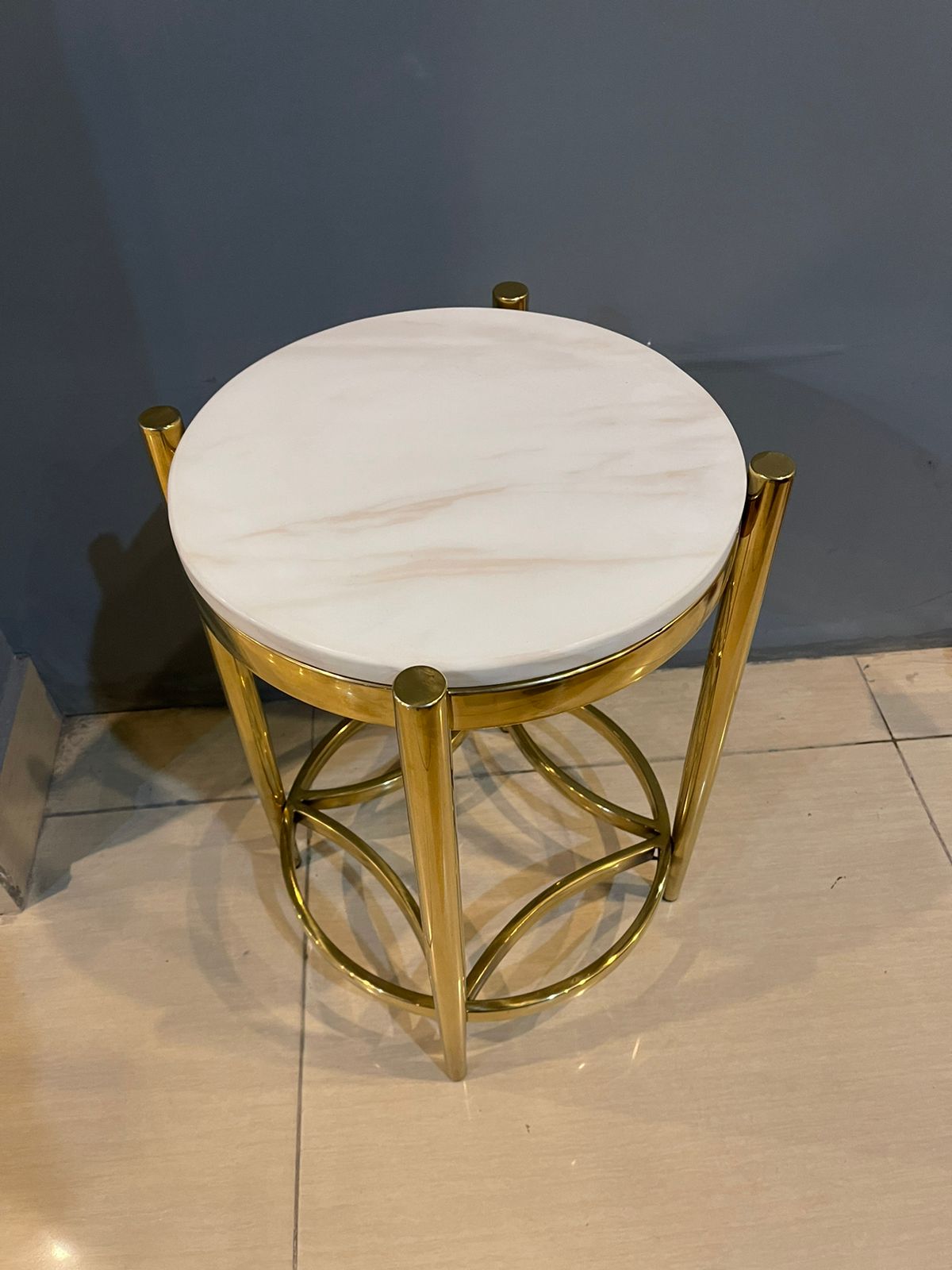 Marble-Top Aluminum Side Table — alternate product view 3