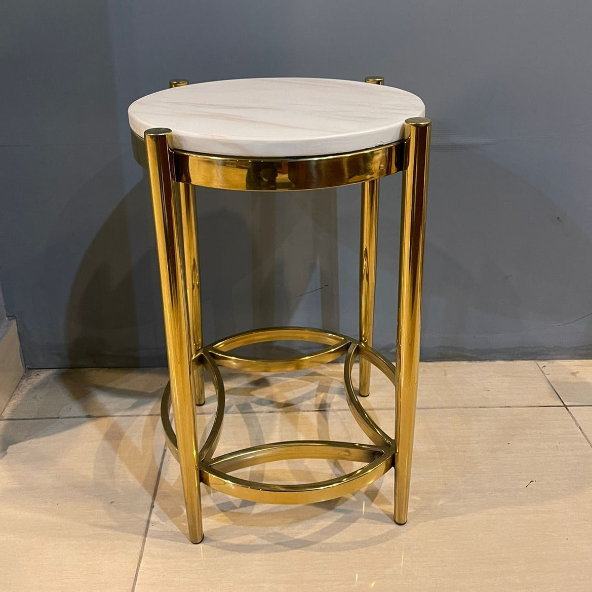 Marble-Top Aluminum Side Table — featured product view