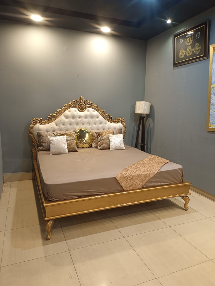 Wedding bed set styled in a bedroom