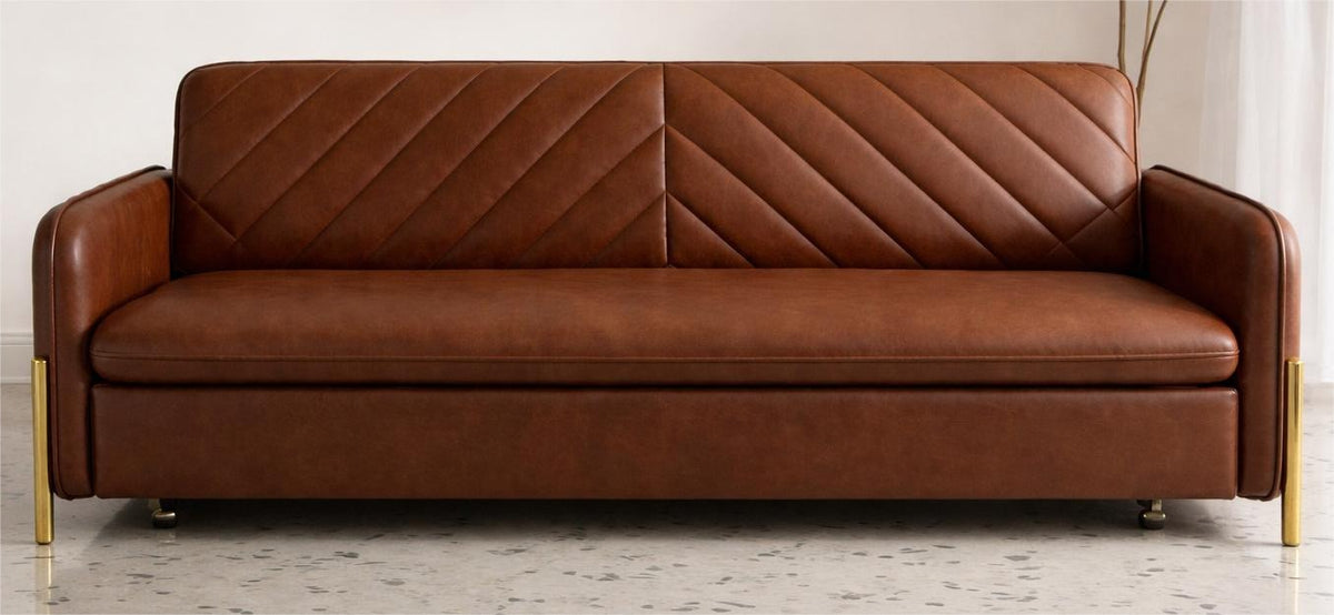 Mid-Century Leather Office Sofa (4-Seater)