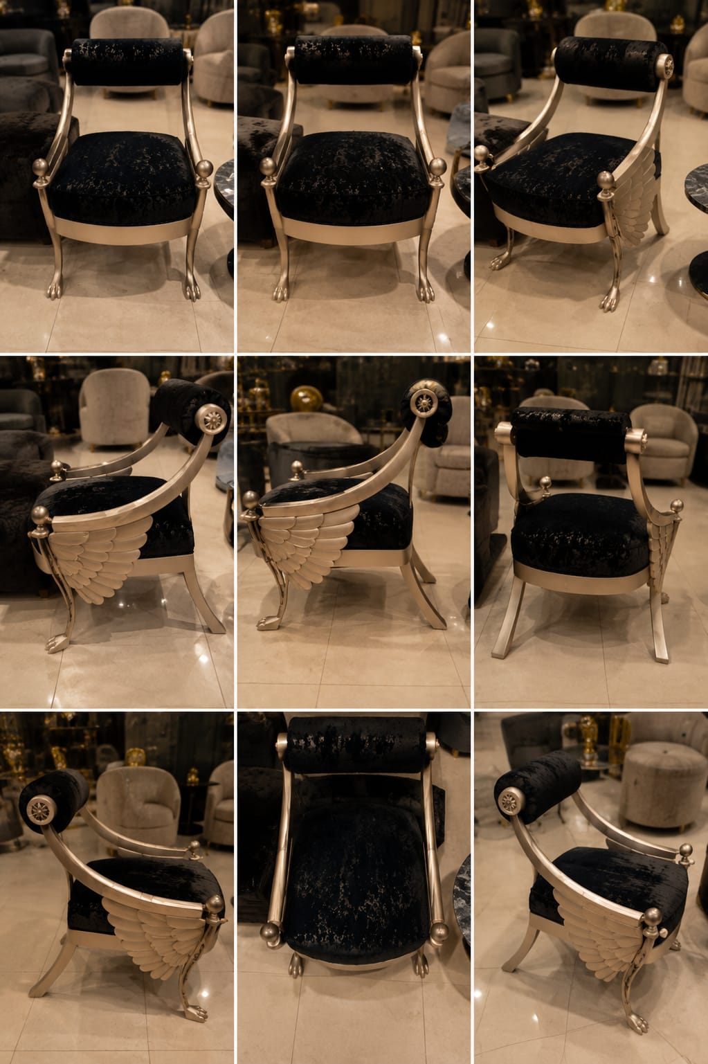 Royal Wing Velvet Designer Chair alternate view