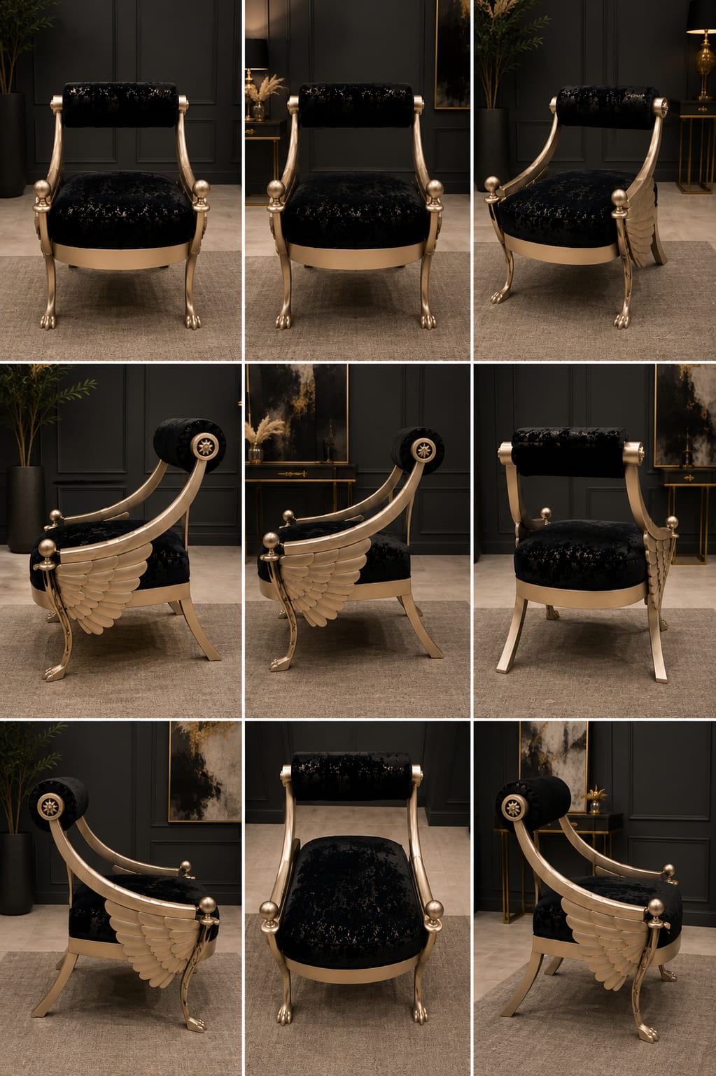 Royal Wing Velvet Designer Chair upholstery detail