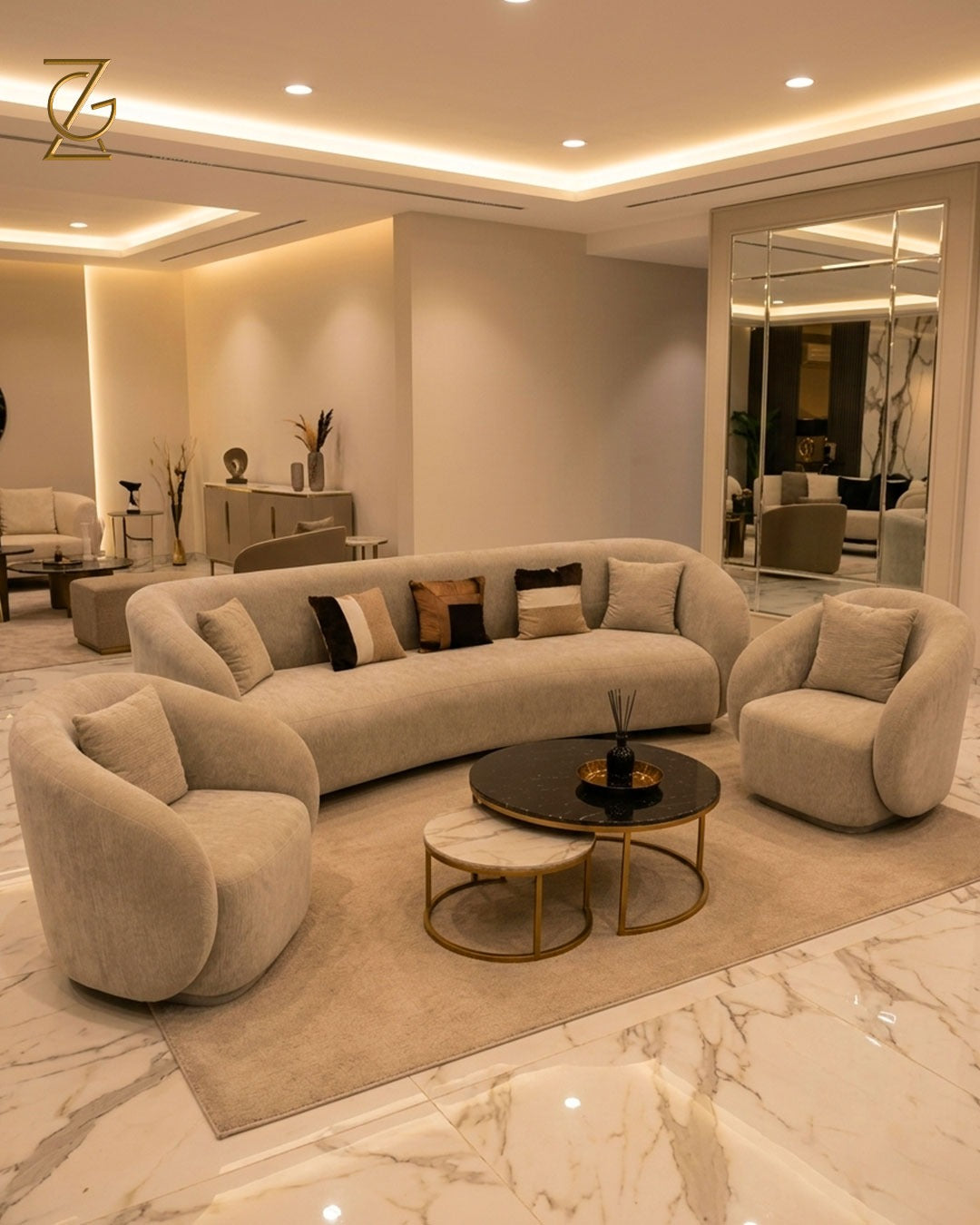 Crescent Sofa Set side profile