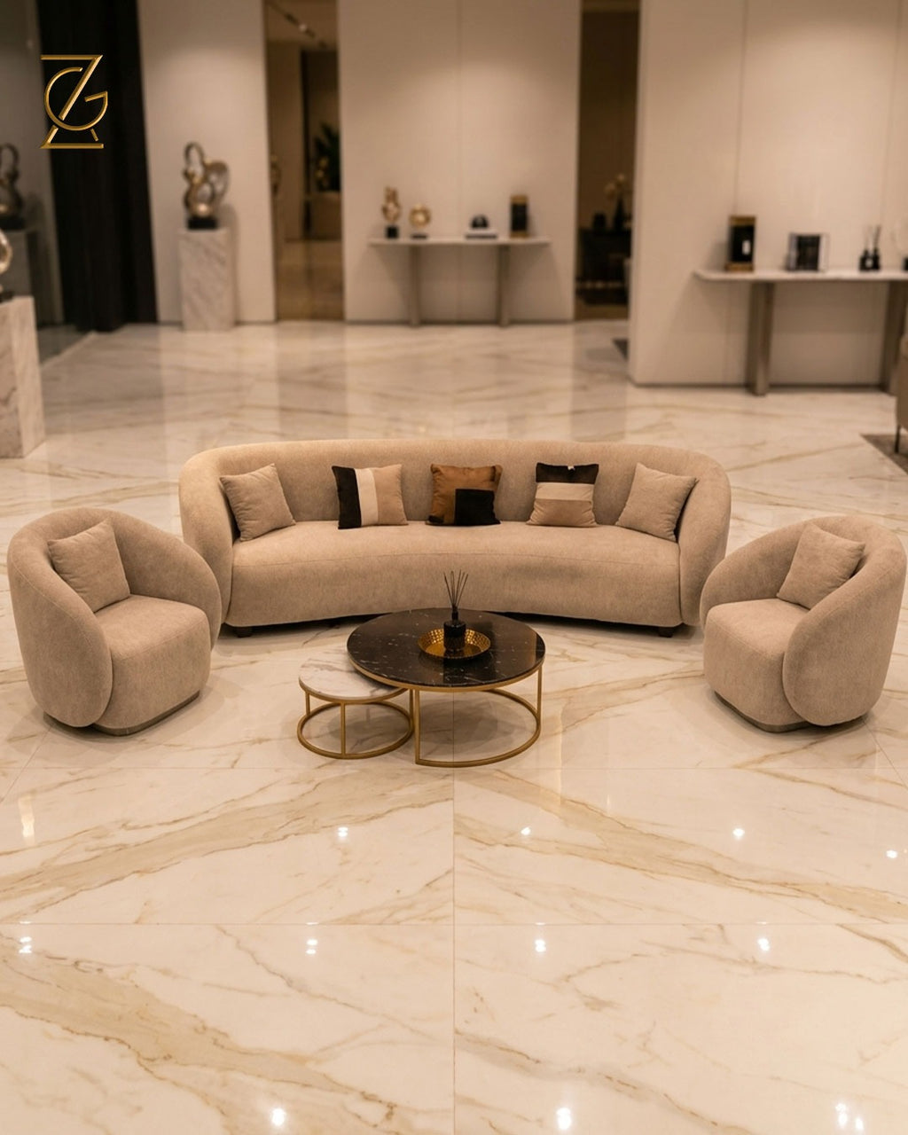 Crescent Sofa Set detail view