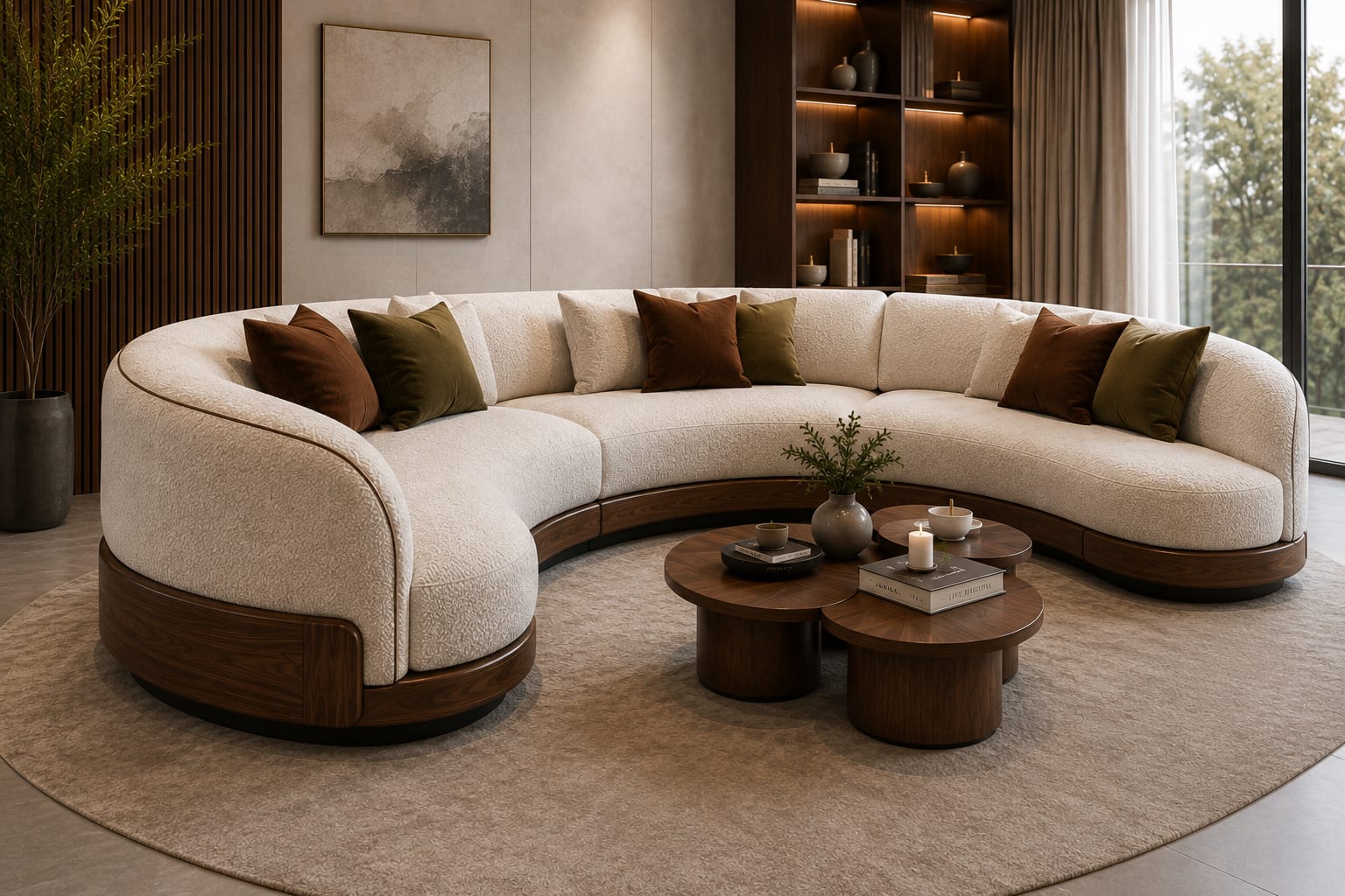 The Walnut Arc — 6 Seater Curved Sofa — alternate product view 3