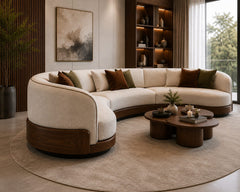 The Walnut Arc — 6 Seater Curved Sofa