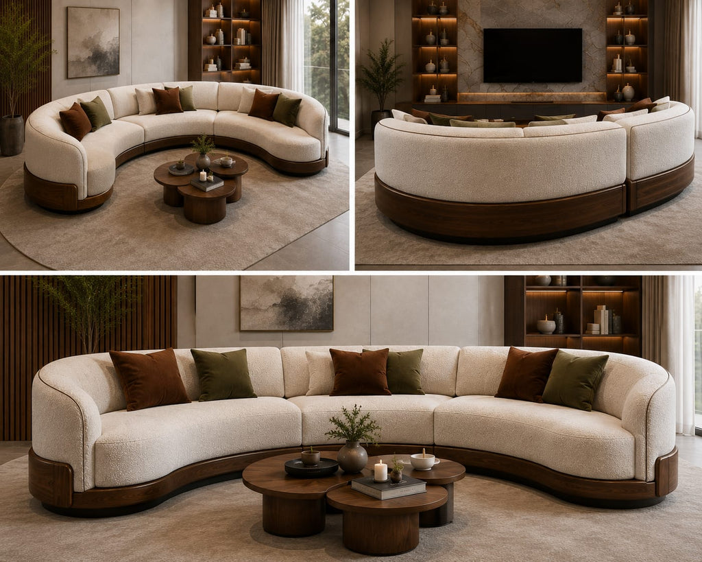The Walnut Arc — 6 Seater Curved Sofa — alternate product view 4