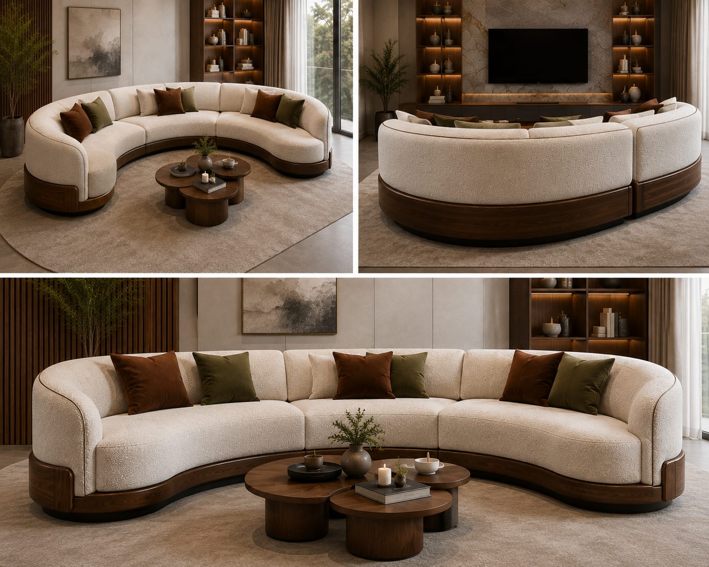 The Walnut Arc — 6 Seater Curved Sofa — alternate product view 4