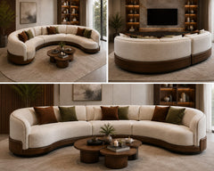 The Walnut Arc — 6 Seater Curved Sofa