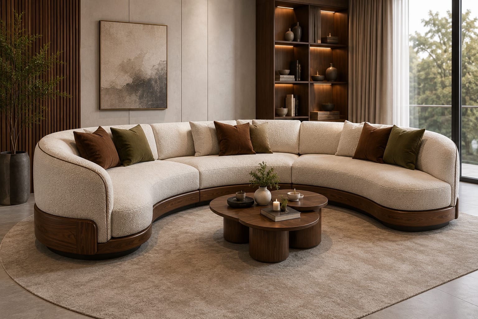 The Walnut Arc — 6 Seater Curved Sofa — alternate product view 5