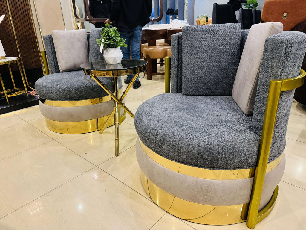 Como accent chair styled in a living room