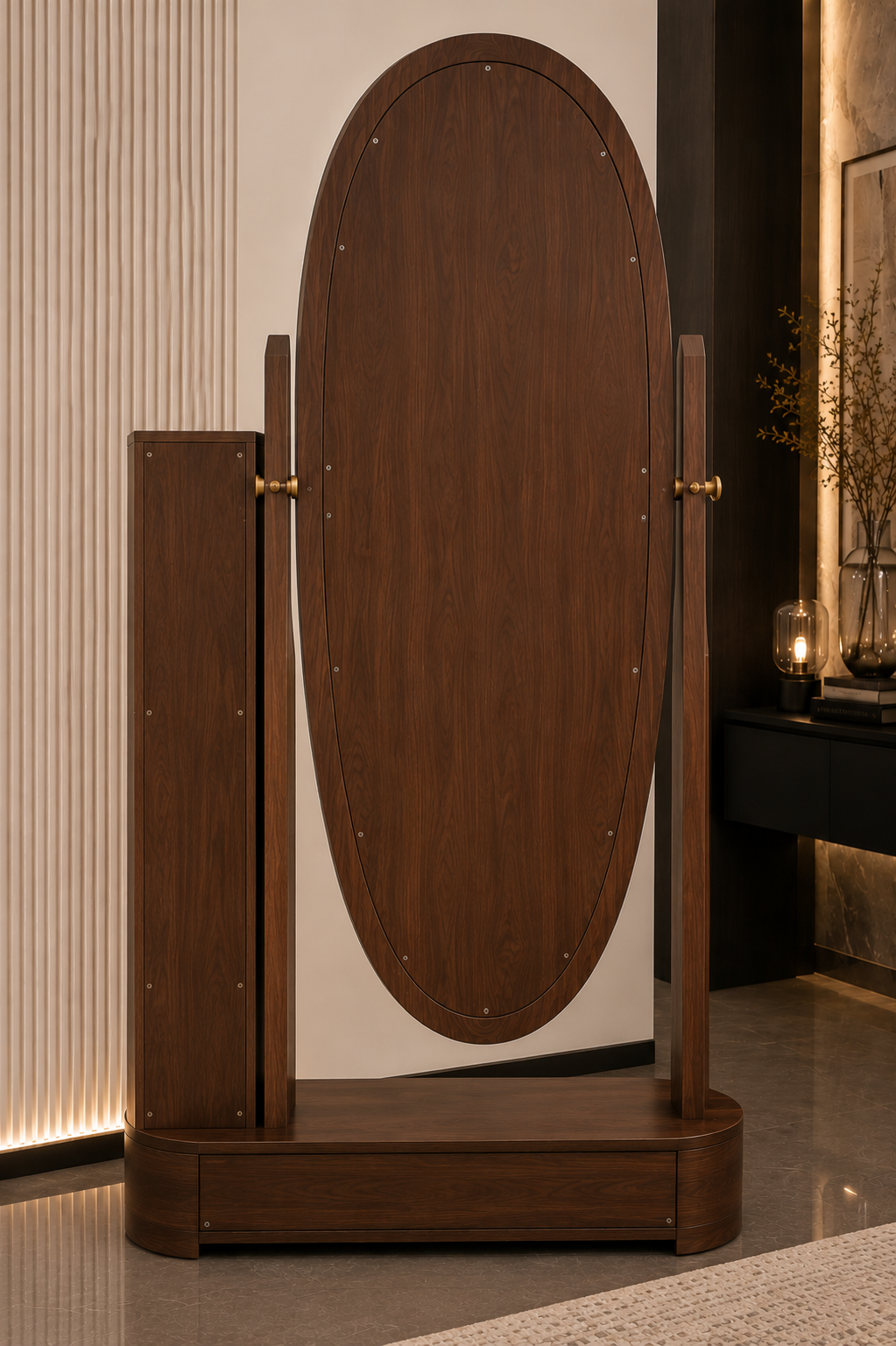Aura oval dressing mirror detail view
