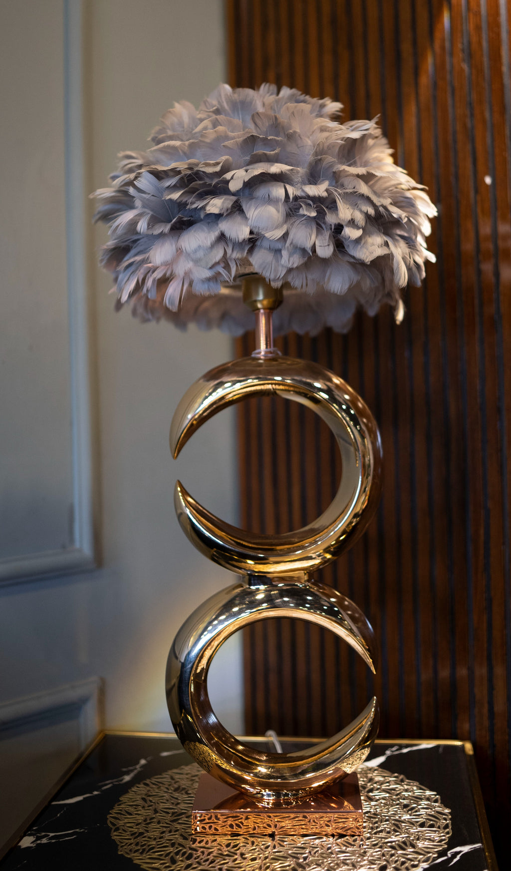 Moon Lamp With Fur Shade Set - Z Galleria