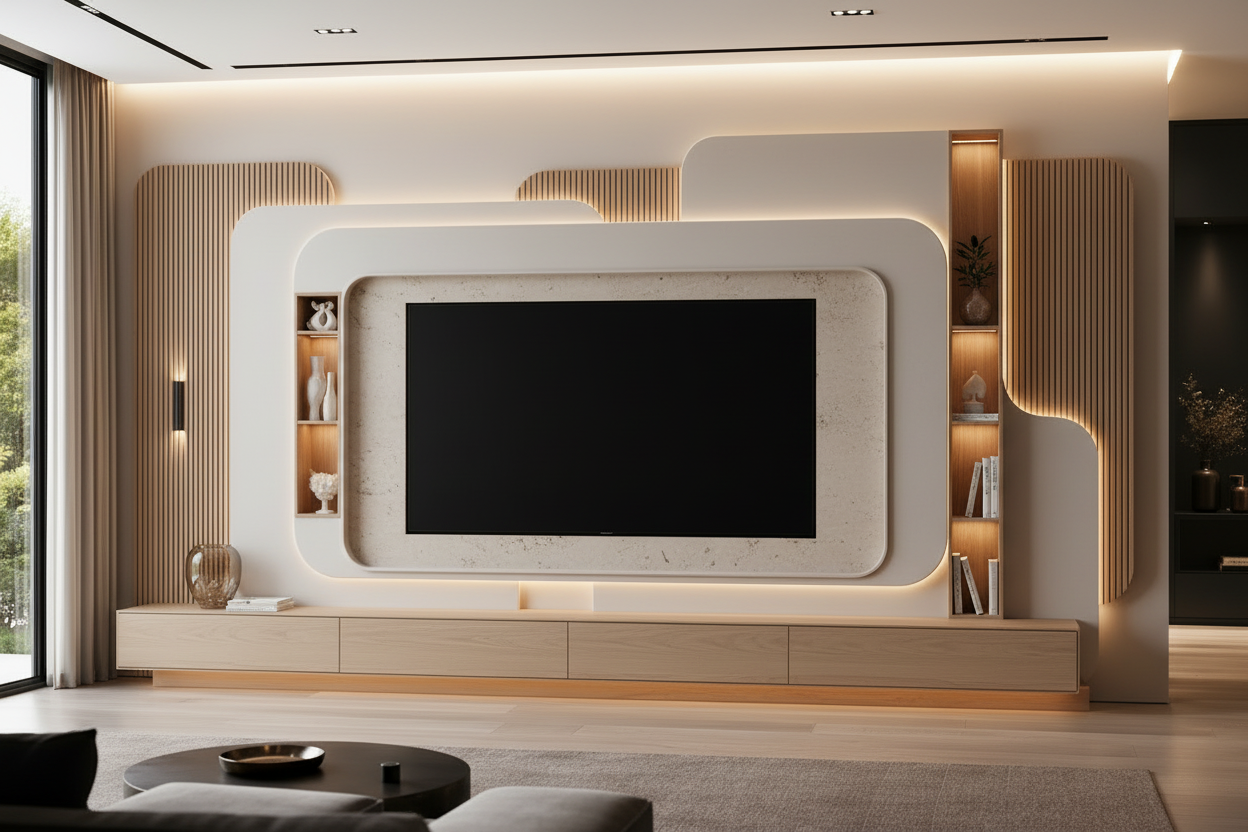 Media Wall, white, By Z Galleria, the Design Studio 