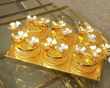 Elegant Metallic Tray Set - Z Galleria