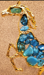 Luxury Inlay Natural Stone Glazed Horse Statue - Zeegalleria