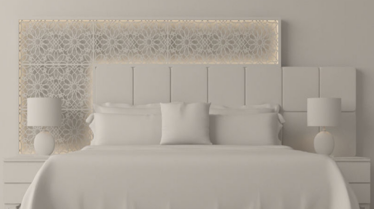 Modern Islamic pattern bed headboard detail