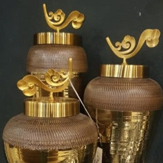 Vases Set with Metallic Gold Lid - Z Galleria