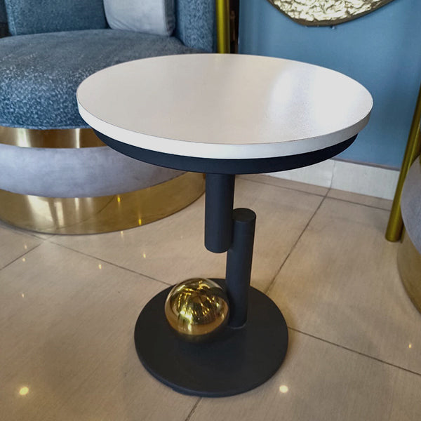 Golden ball-base coffee table detail view