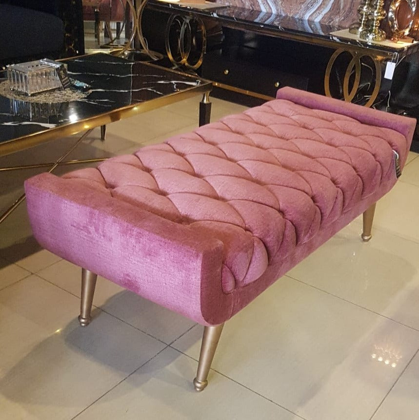 Pink Velvet Accent Ottoman — featured product view