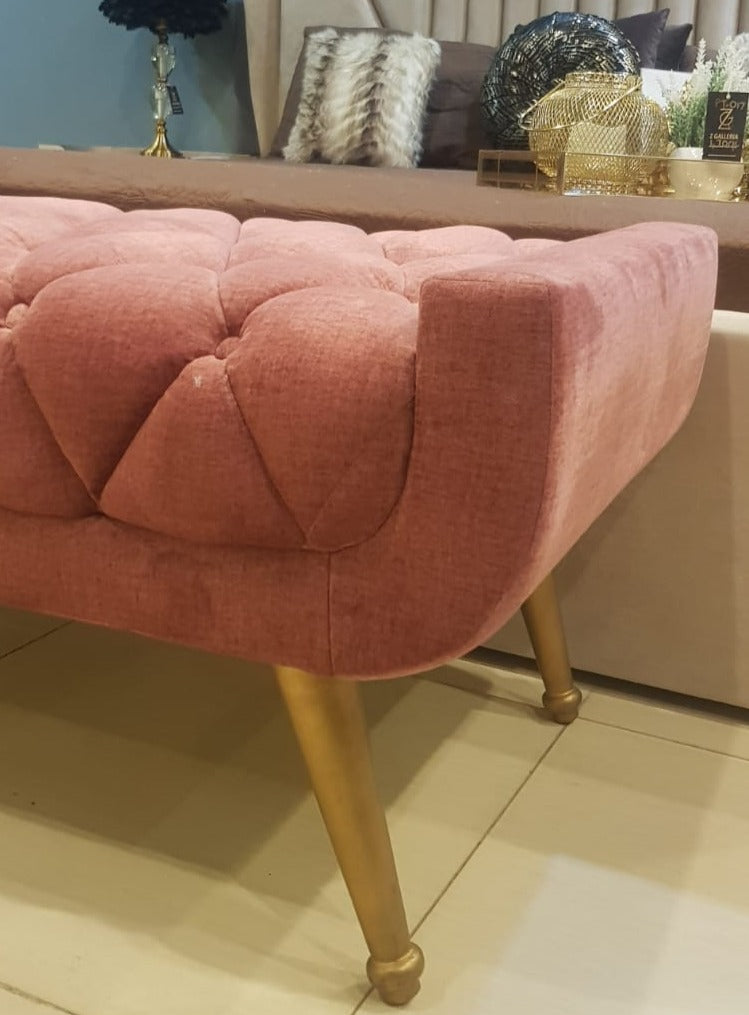Pink Velvet Accent Ottoman — alternate product view 4