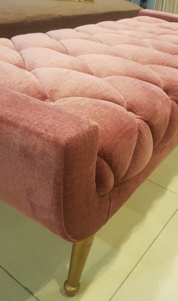 Pink Velvet Accent Ottoman — alternate product view 3