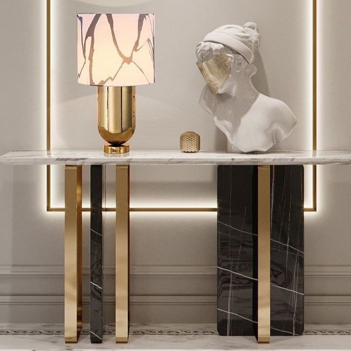 Romanesque Marble & Steel Console Table — featured product view