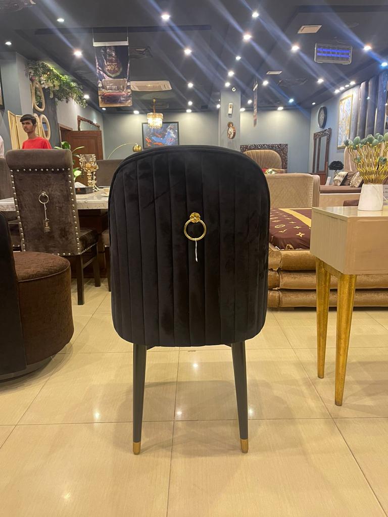 Ring-Back Black Velvet Dining Chair — alternate product view 2
