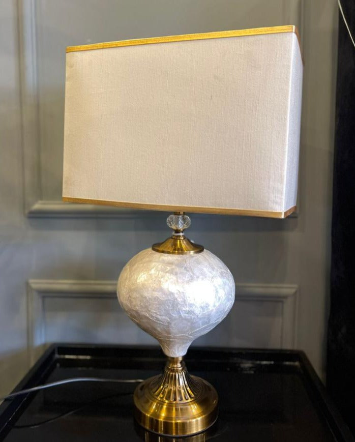 Oval Milky Lamp with Shade - Pair - Z Galleria