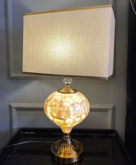 Oval Milky Lamp with Shade - Pair - Zeegalleria