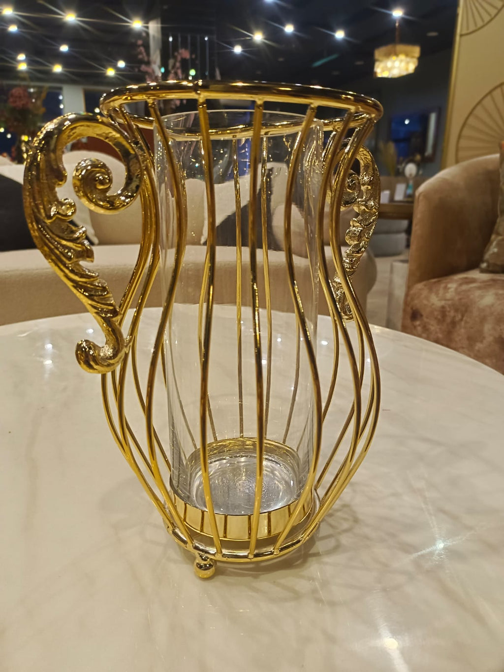 Gold stainless steel crystal vase by Z Galleria