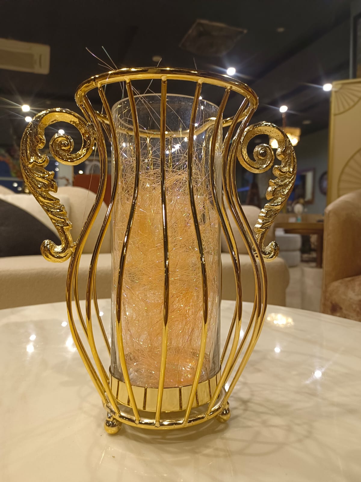 Gold stainless steel crystal vase side profile