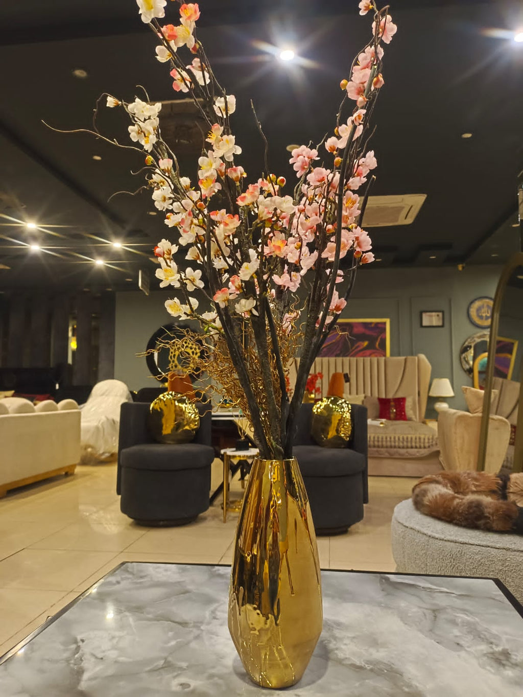 Golden ceramic flower vase by Z Galleria