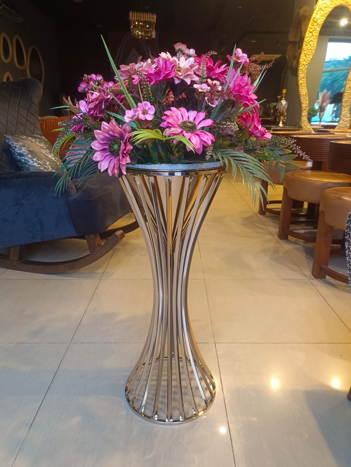 Tall metal floor vase flower stand by Z Galleria