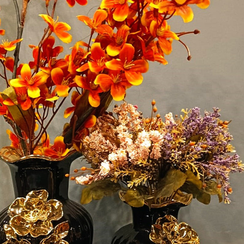 Black and gold ceramic vase set by Z Galleria