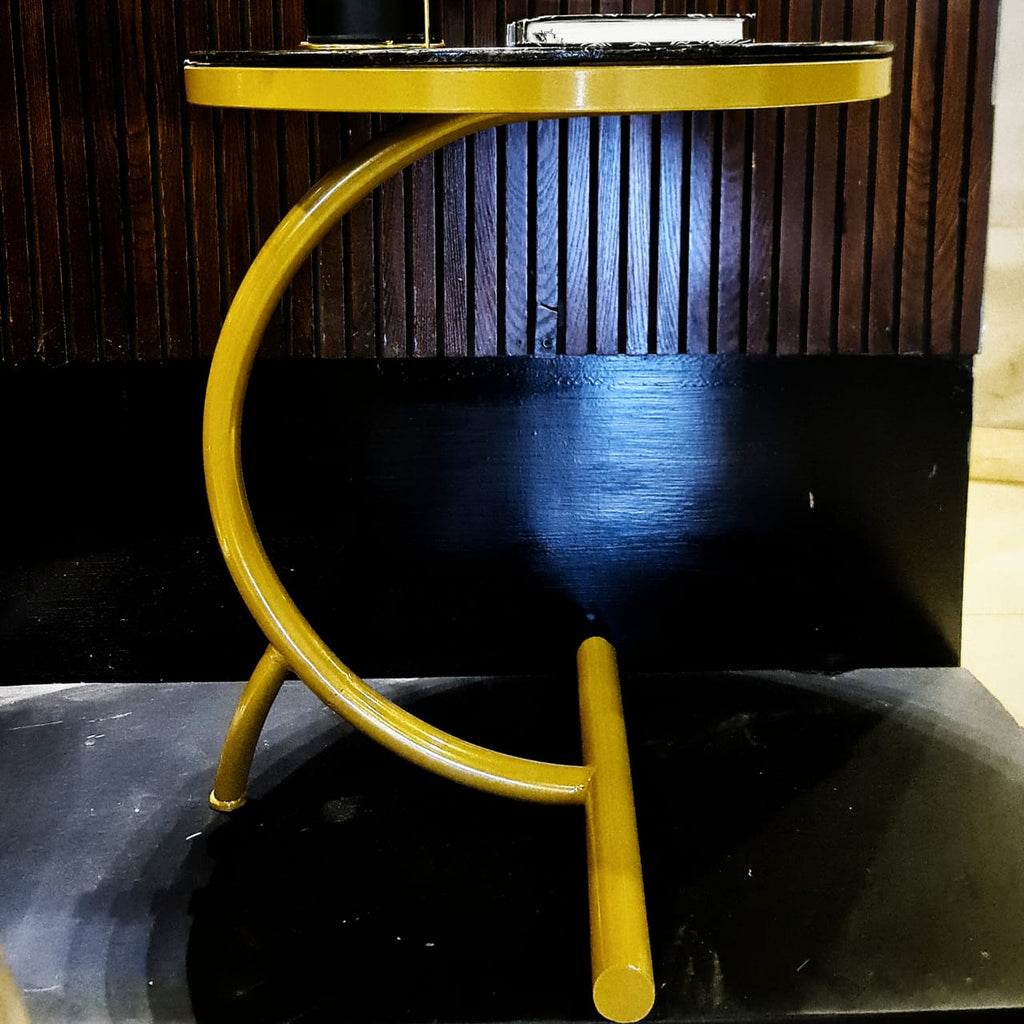 Luxury round sofa side table detail view