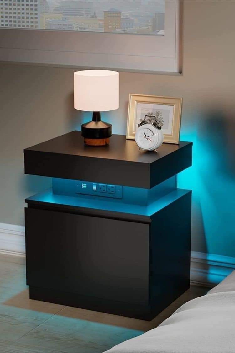 Modern Night Stands with Built-In Lighting – Elegant & Functional Pair — alternate product view 5