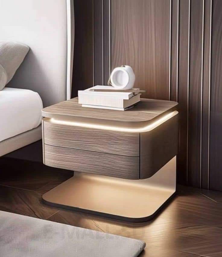 Nightstand pair styled in a bedroom