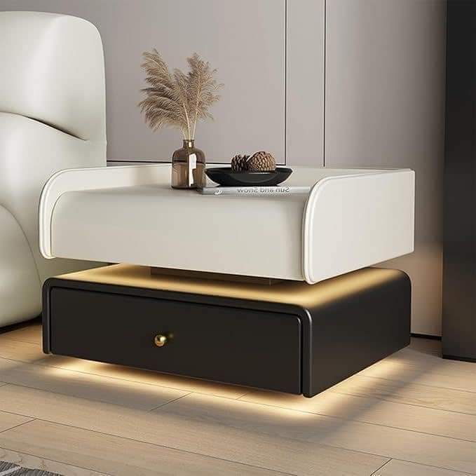 Nightstand pair with built-in lighting detail view