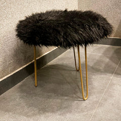 Modern Three legged Furry Metal Stool