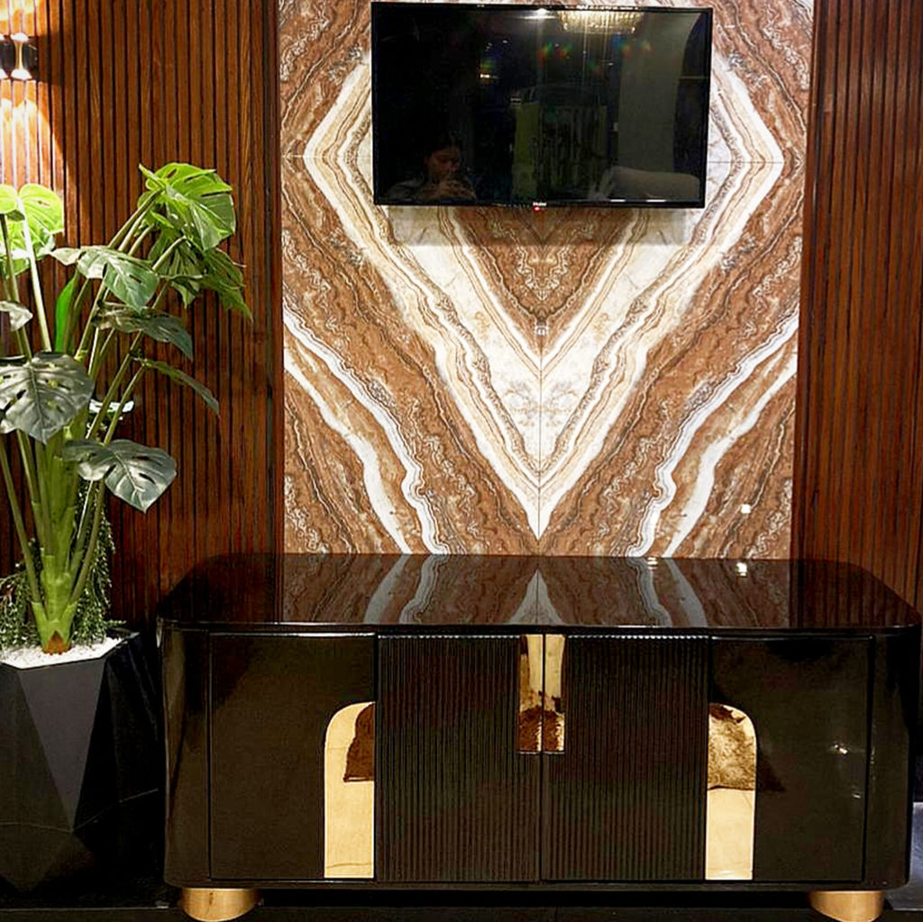 Modern storage media console side profile