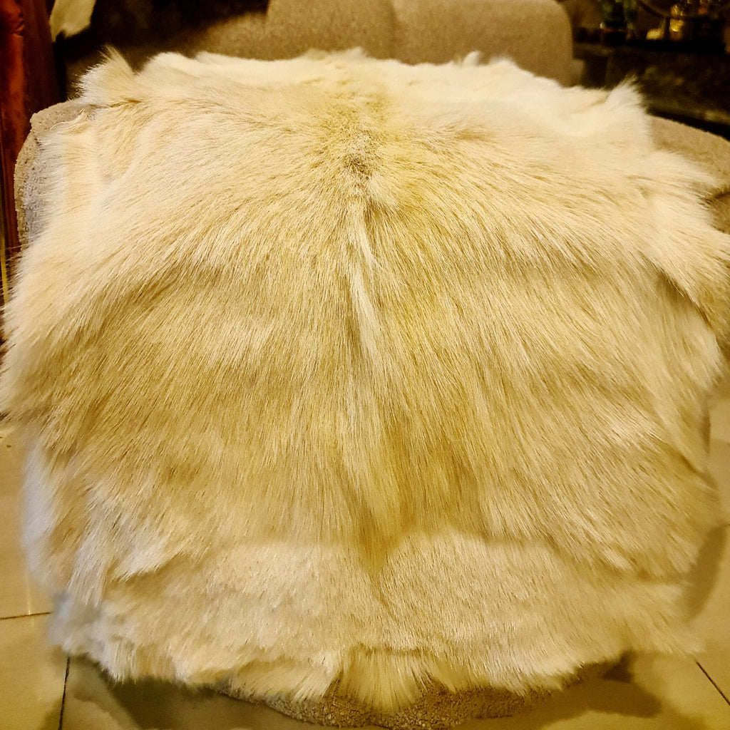 Real goat skin fur pelt detail view