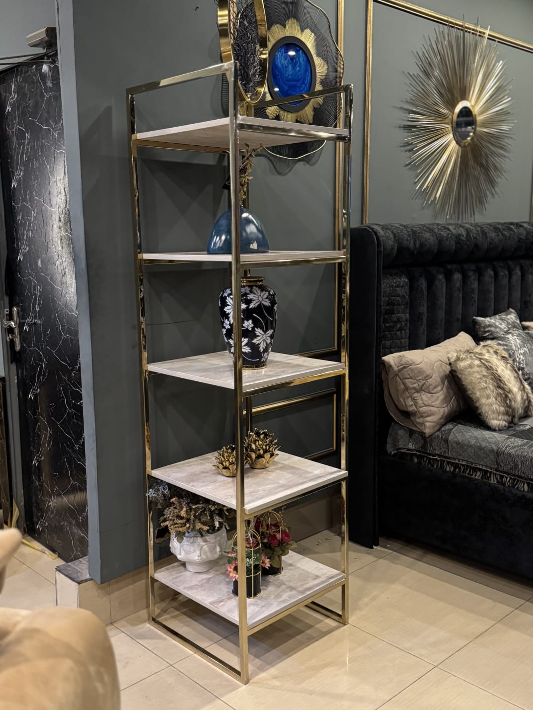 Premium rack stand styled in a room
