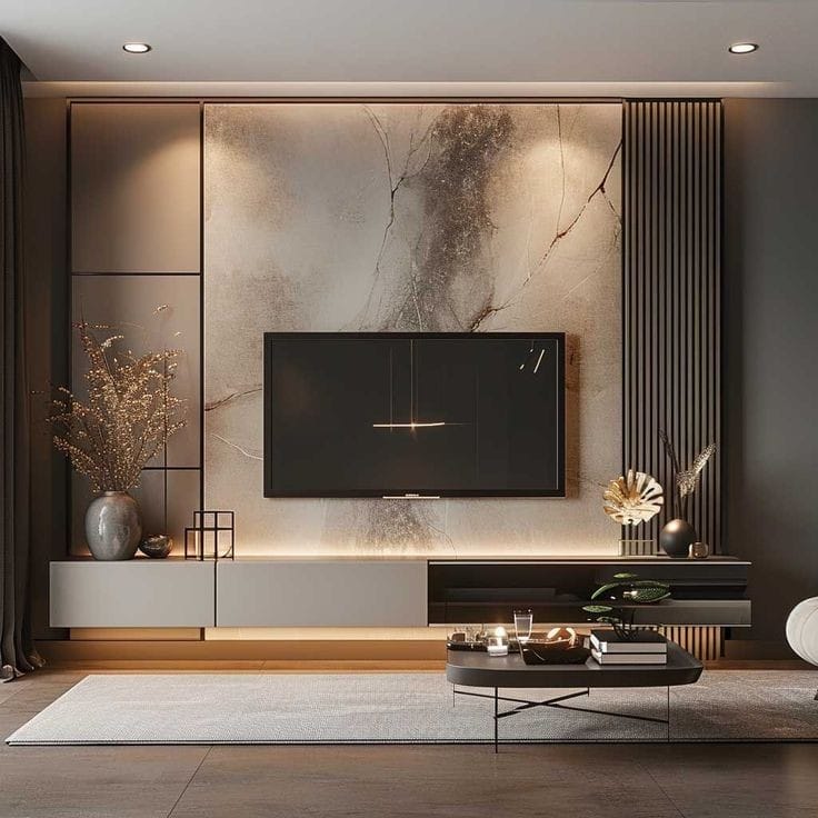 Custom media wall design alternate view